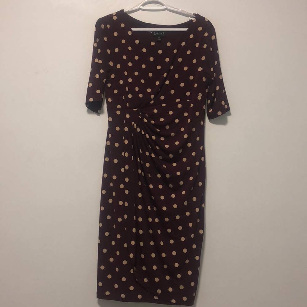 Beautiful spotted dress! Dark brown and beige